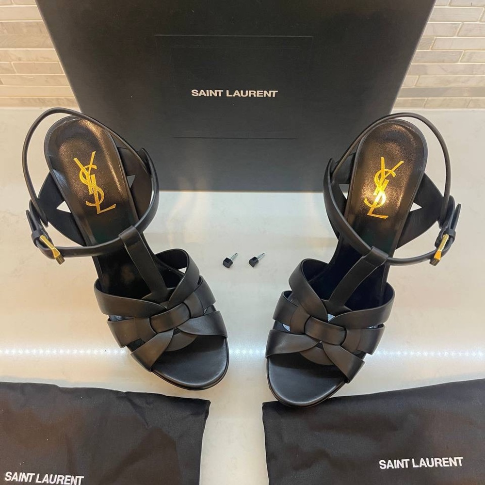 Saint Laurent Tribute Leather 105mm Platform Sandals size 39 - Picture 5 of 9